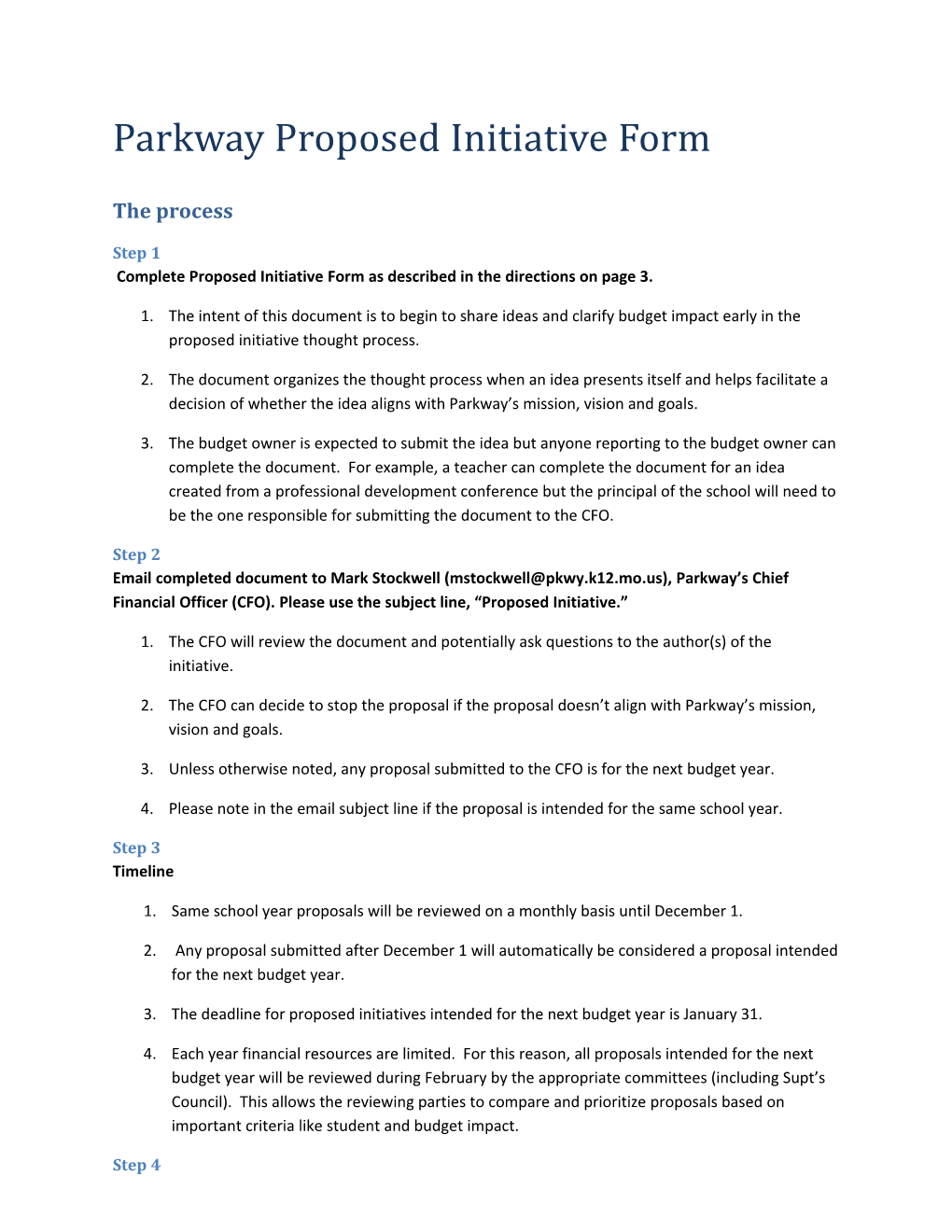 Parkway Proposed Initiative Form