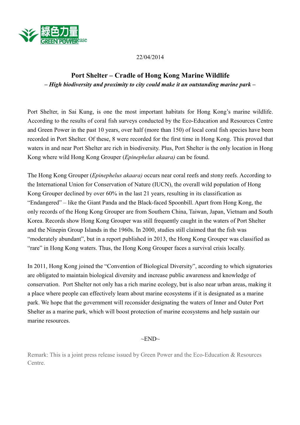 Port Shelter Cradle of Hong Kong Marine Wildlife