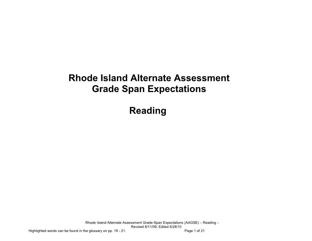 Rhode Island Alternate Assessment