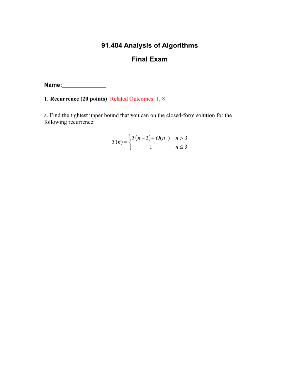CS4321 Introduction to Algorithms Final