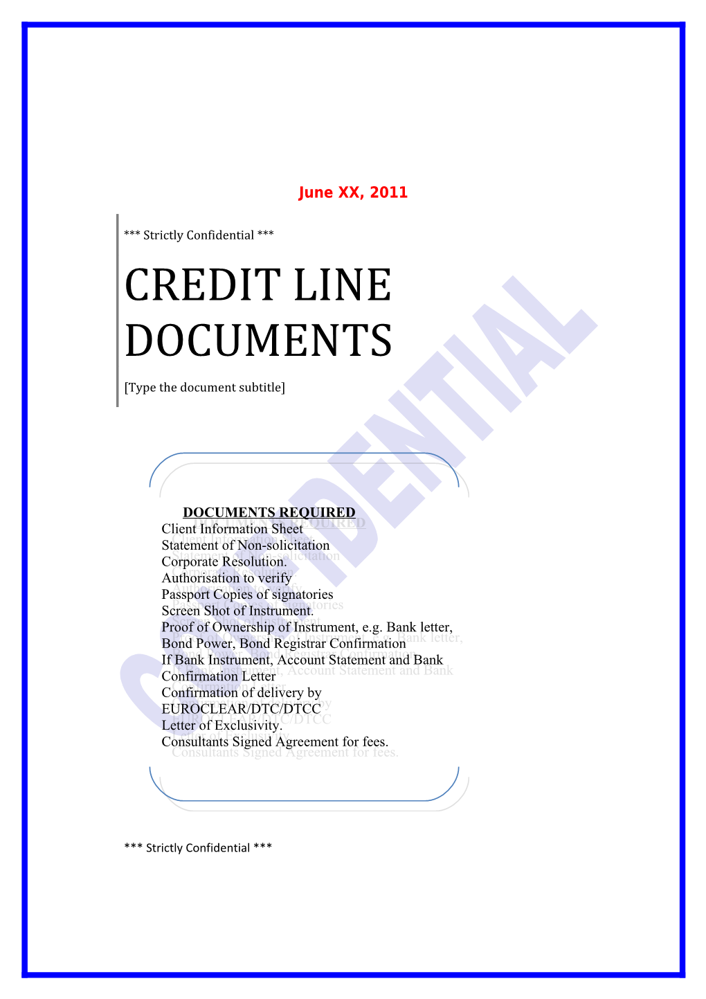 Credit Line Documents