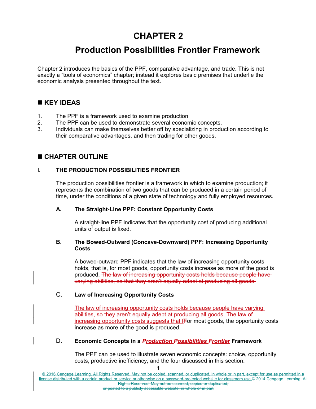 Production Possibilities Frontier Framework