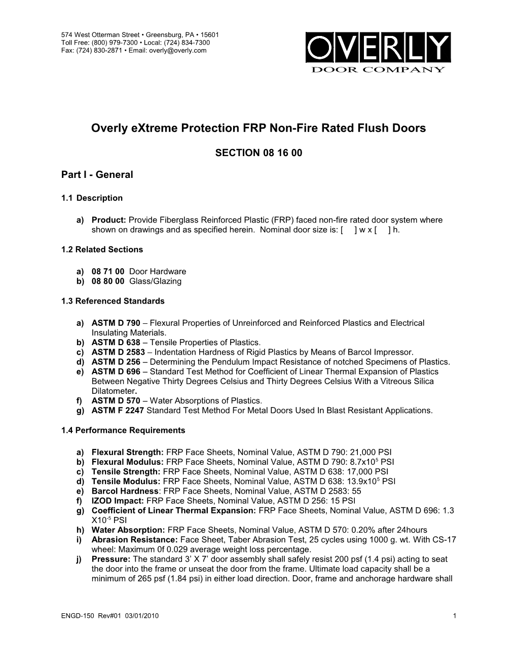 OXP FRP Door Specification