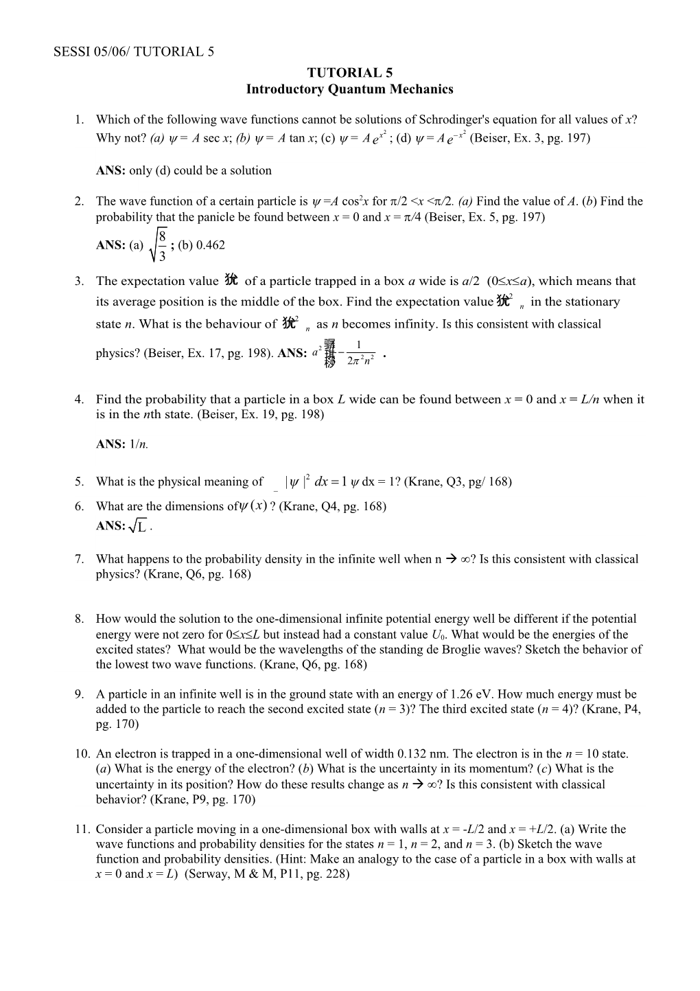Tutorial Questions on Special Relativity s1