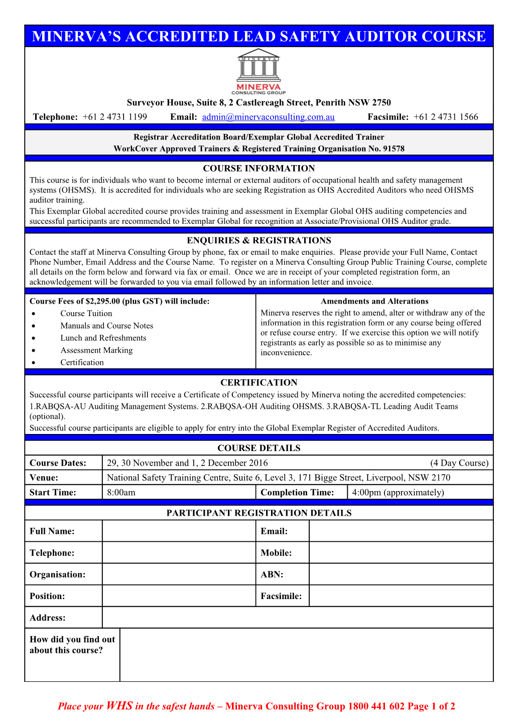 Accredited Safety Auditor Course