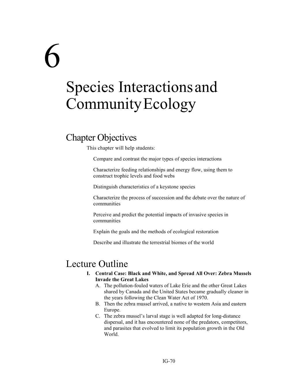 Species Interactions and Community Ecology