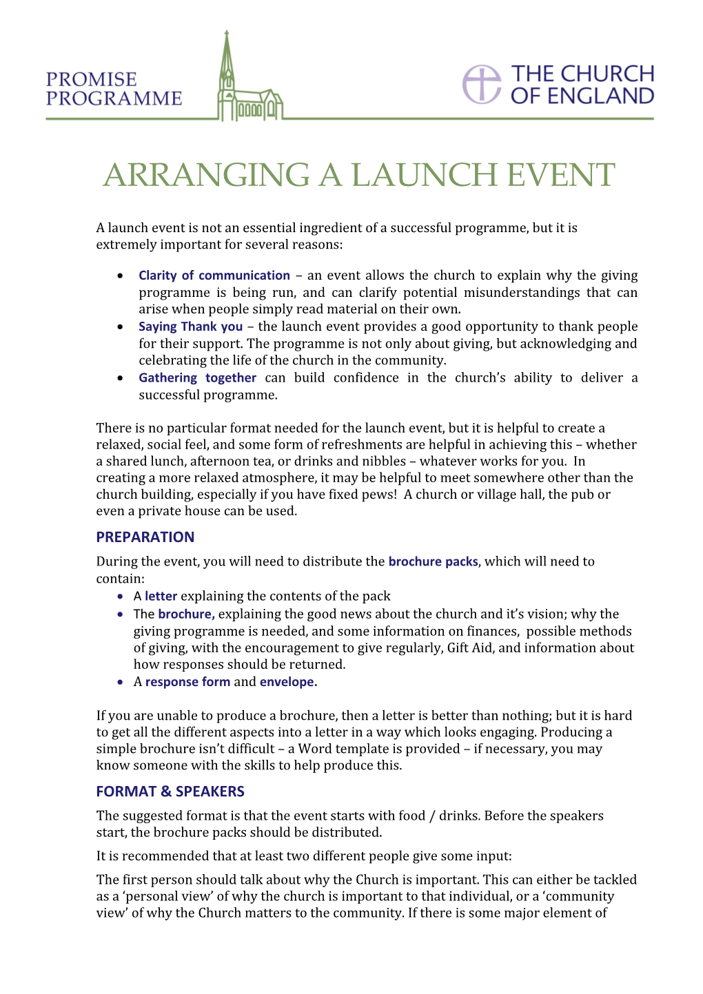 Arranging a Launch Event