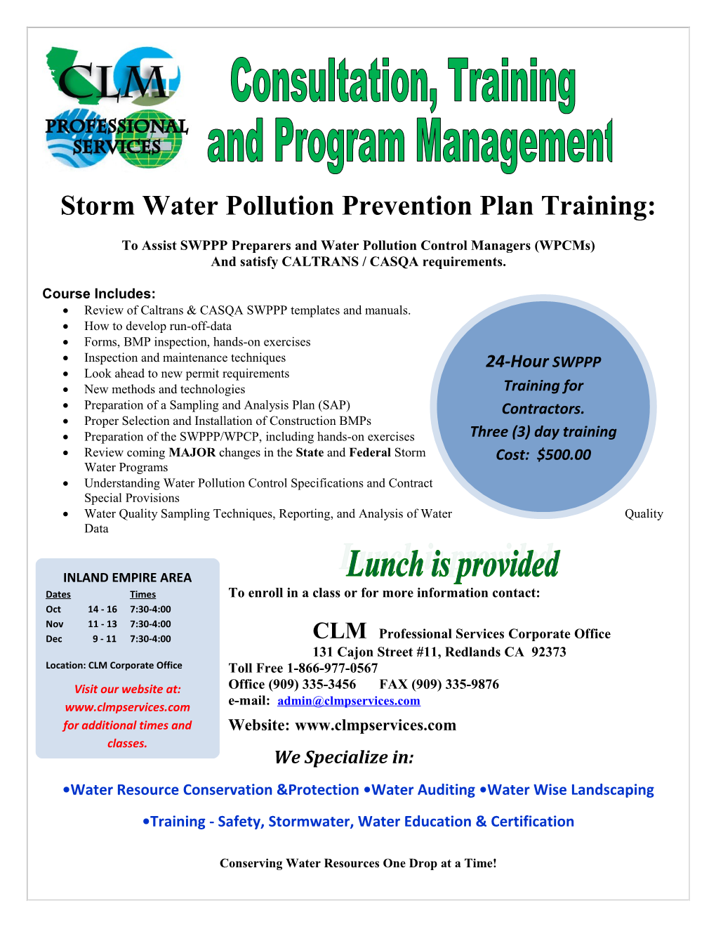 Storm Water Pollution Prevention Plan Training
