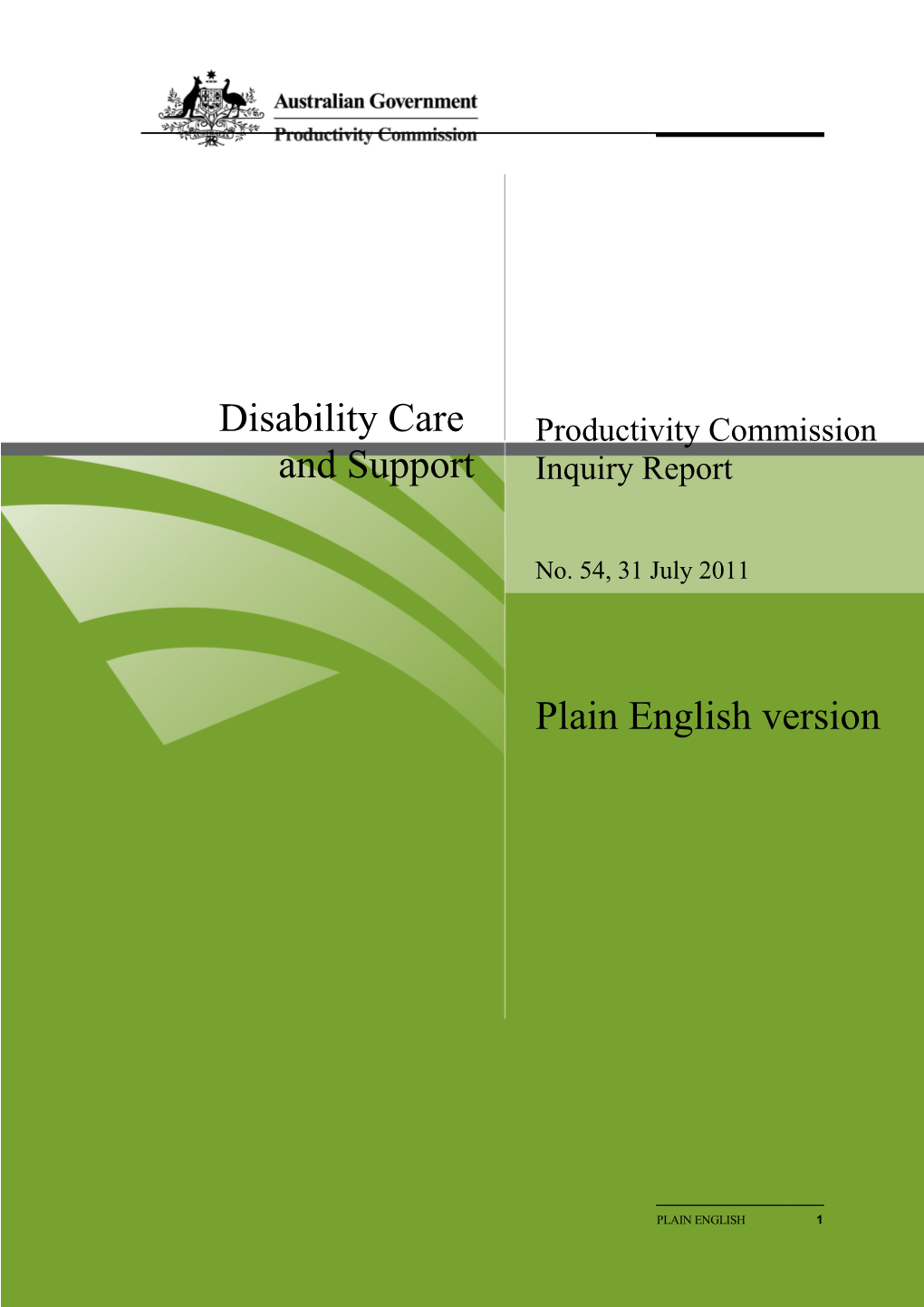 Plain English Version - Inquiry Report - Disability Care and Support