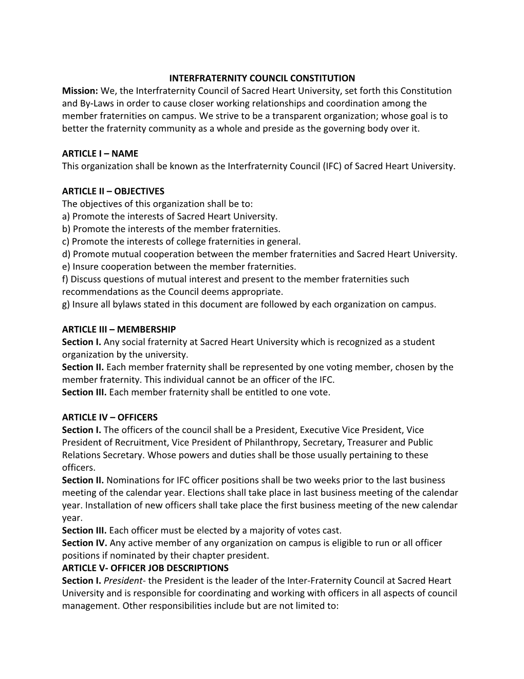 Interfraternity Council Constitution