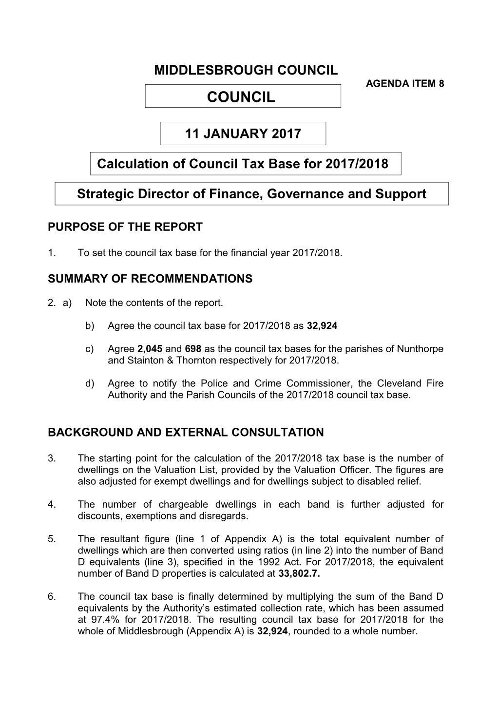 Report Title: Calculation of Council Tax Base for 2013/2014