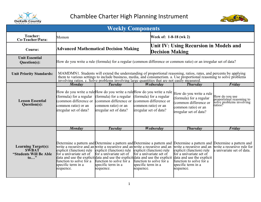 Chamblee Charter High Planning Instrument
