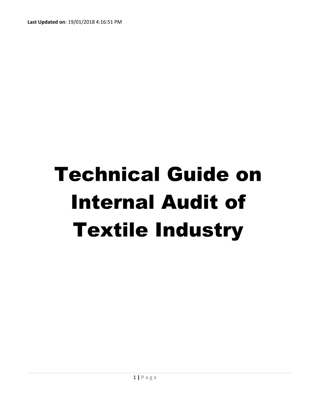 Technical Guide on Internal Audit of Textile Industry