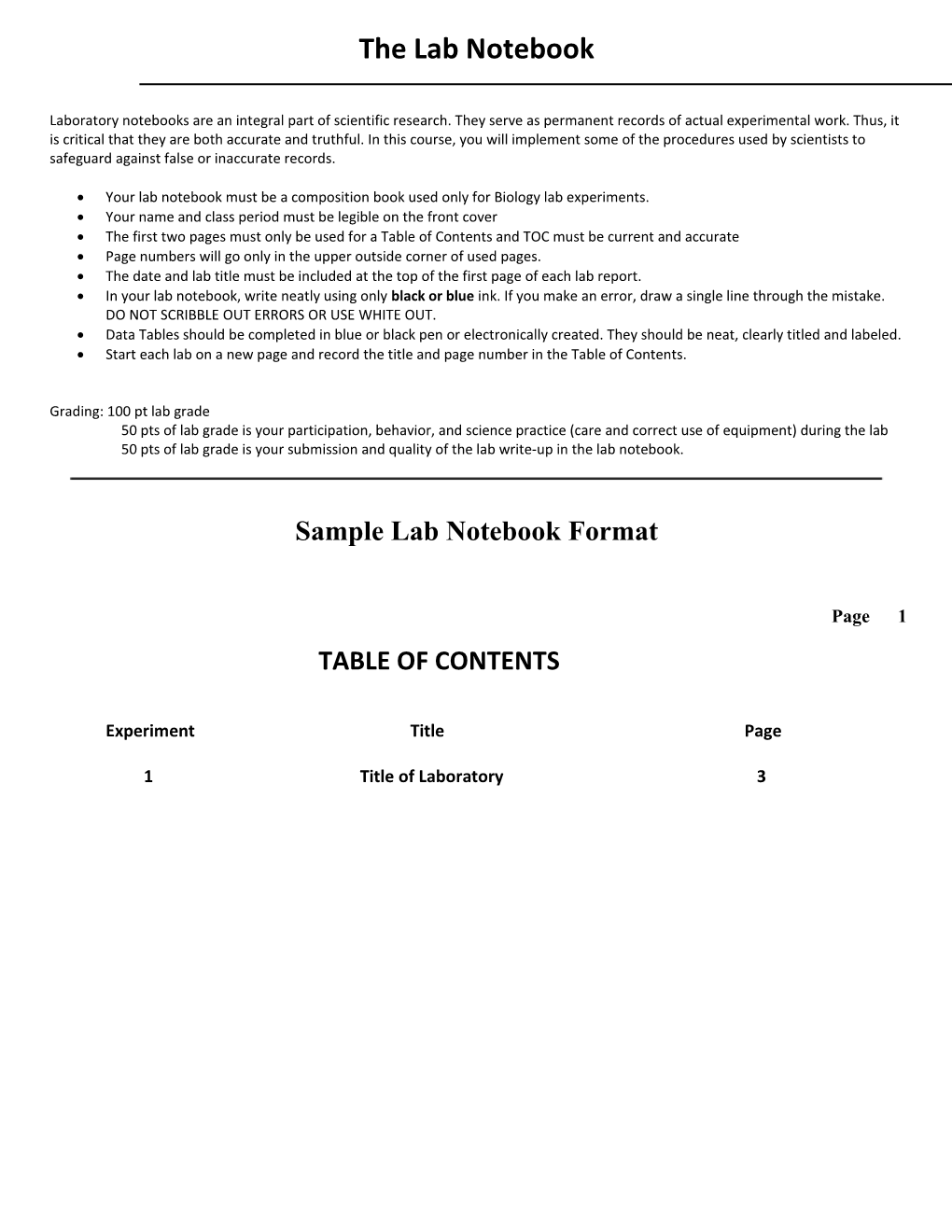 Sample Lab Report Format