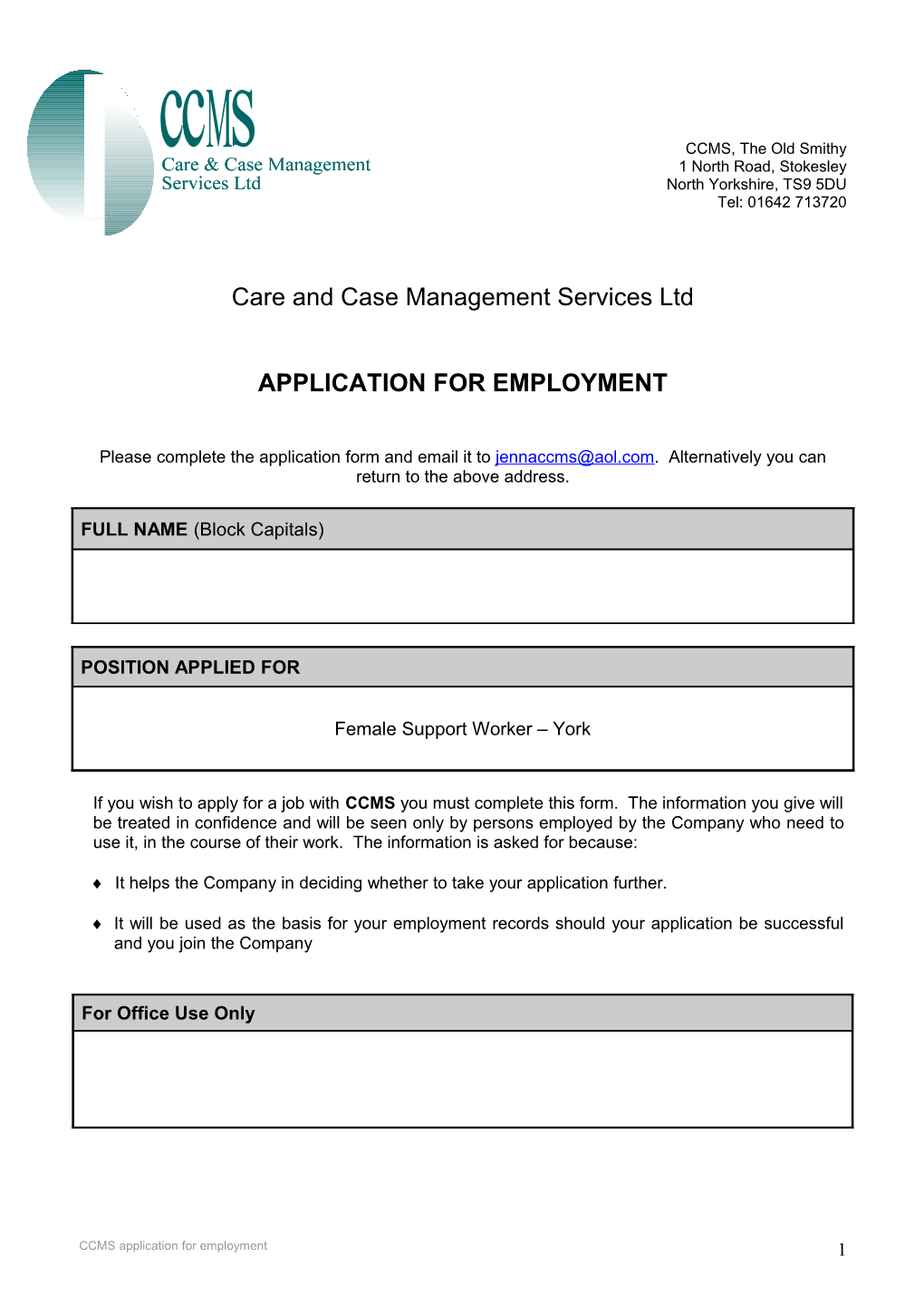 Application for Employment s179