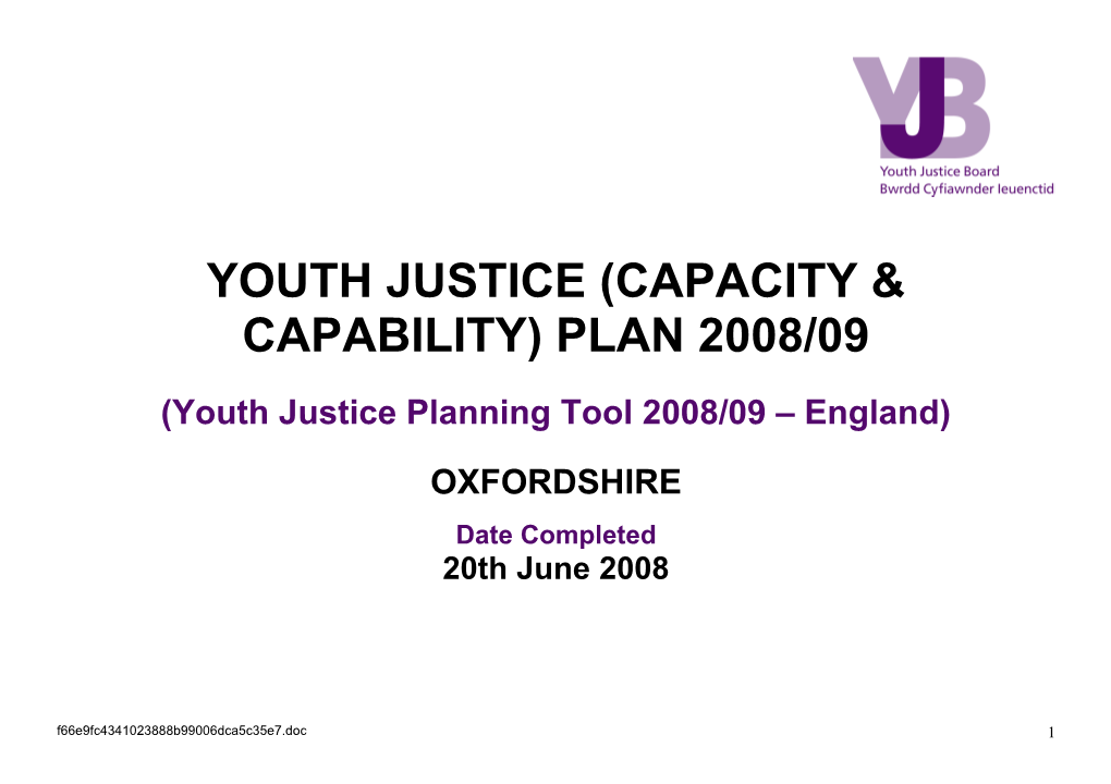 Youth Justice Planning Tool 2008/09 - England