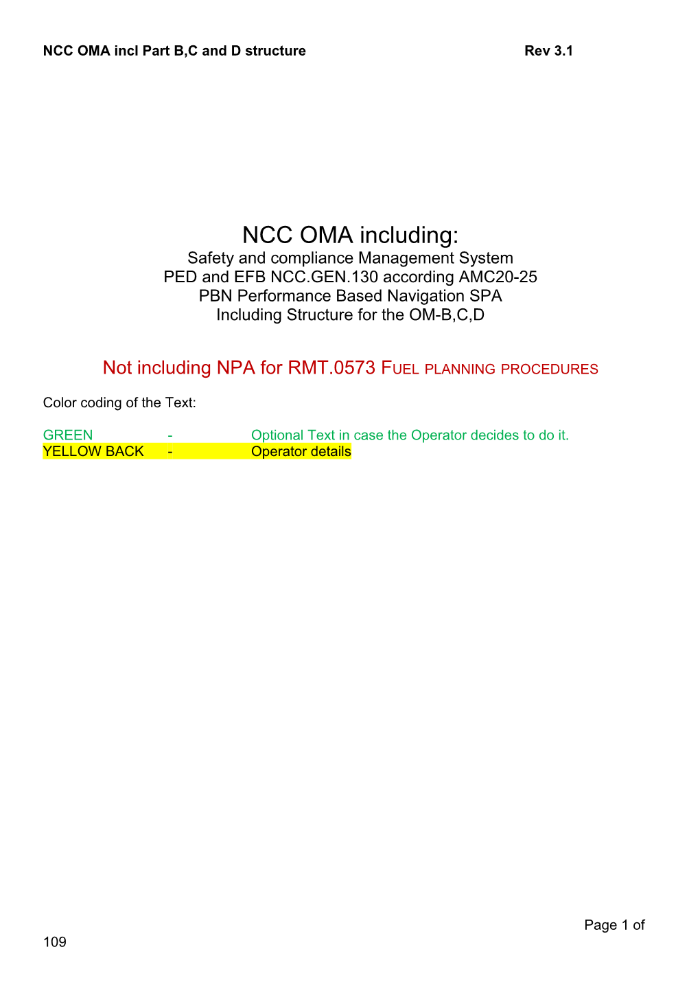 NCC OMA Incl Part B,C and D Structurerev 3.1