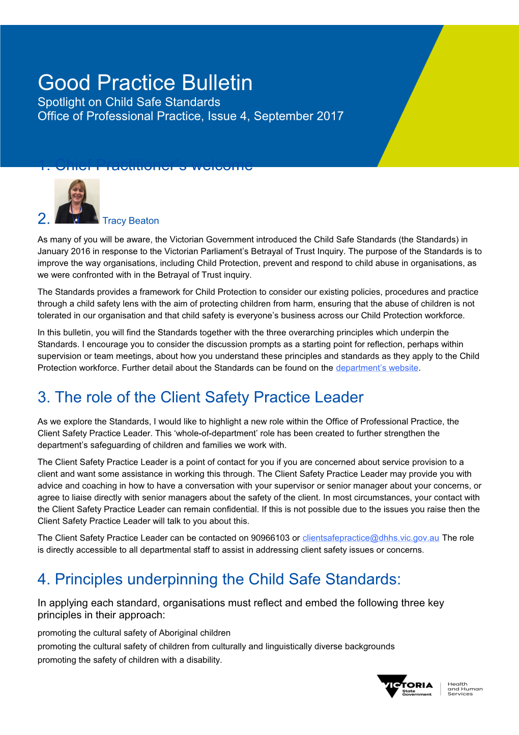 Good Practice Bulletin - Issue 4 Spotlight on Child Safe Standards