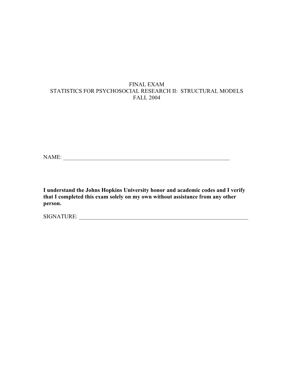 Statistics for Psychosocial Research Ii: Structural Models