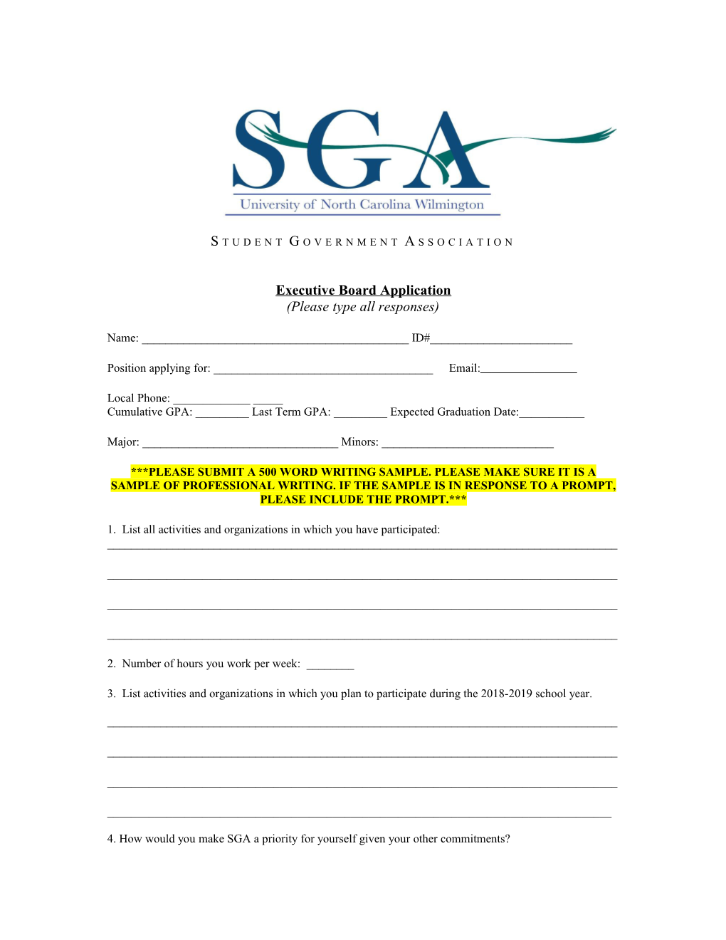 Position: Director of Communications, Student Government Association