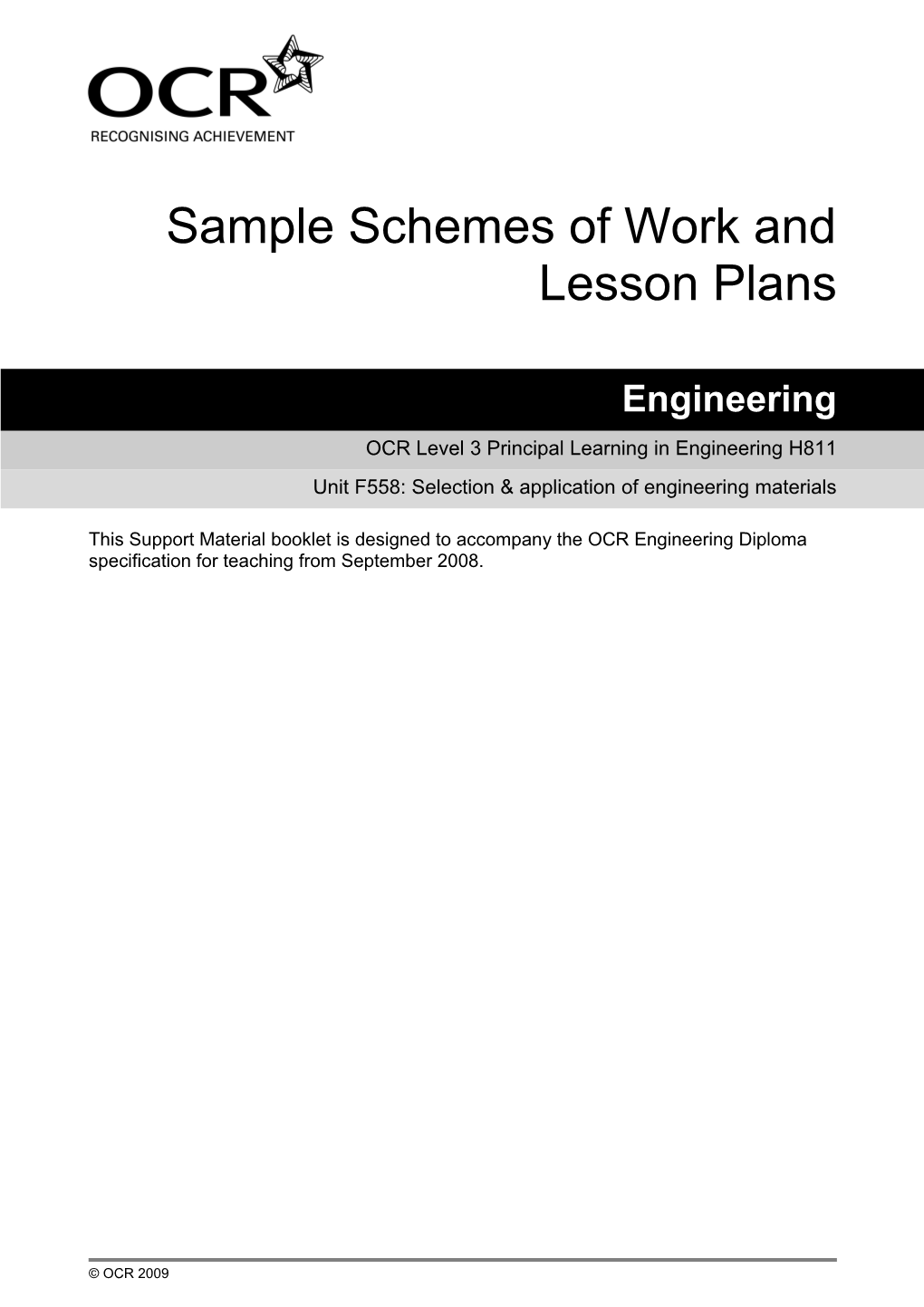 Sample Schemes of Work and Lesson Plans