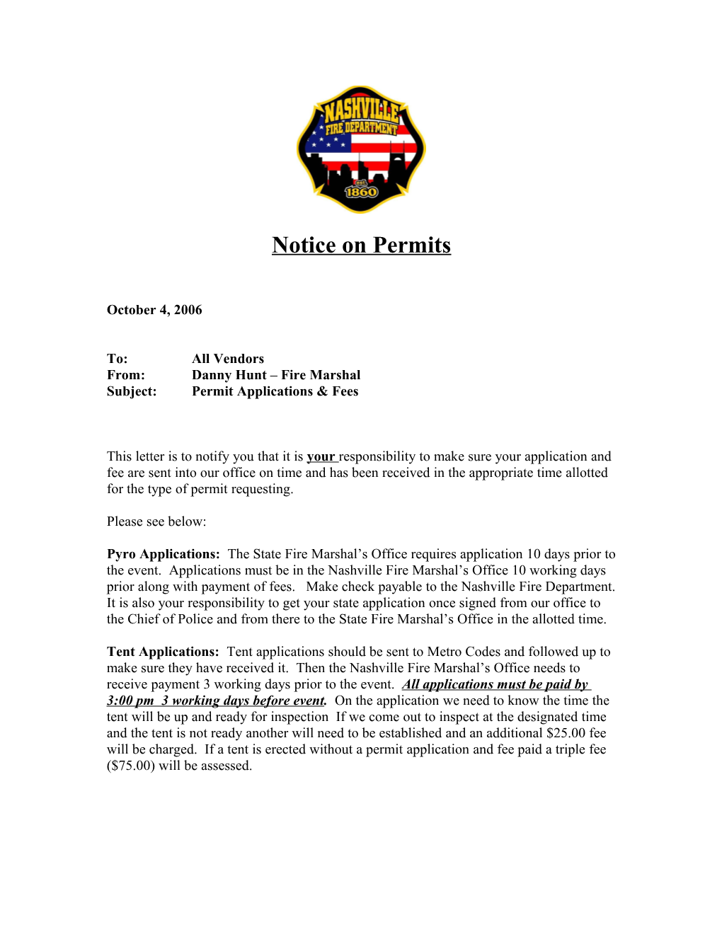 Notice on Permits