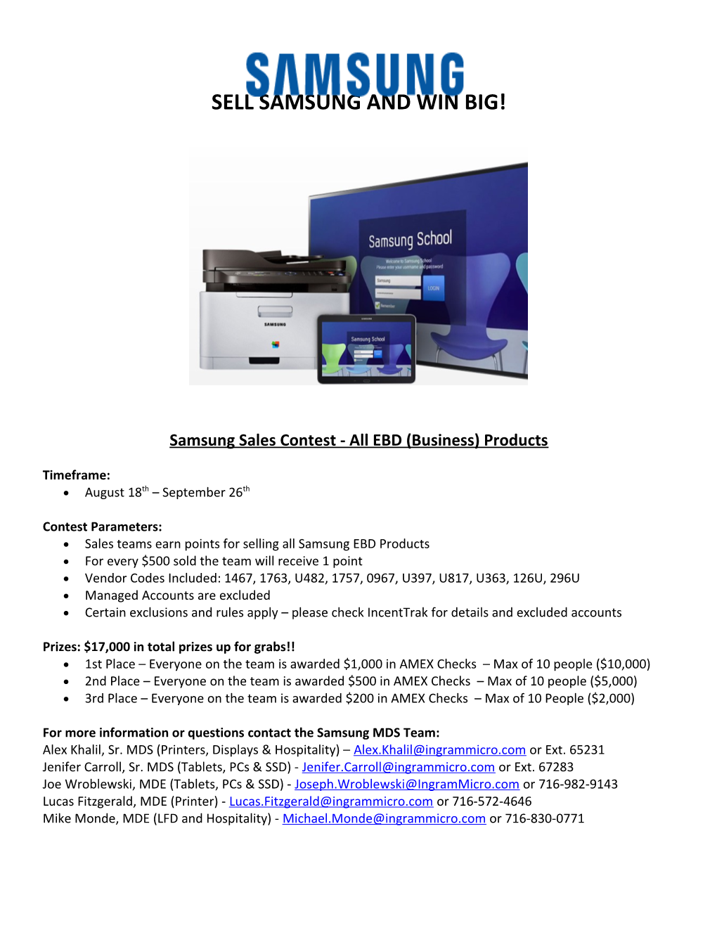 Samsung Sales Contest - All EBD (Business) Products