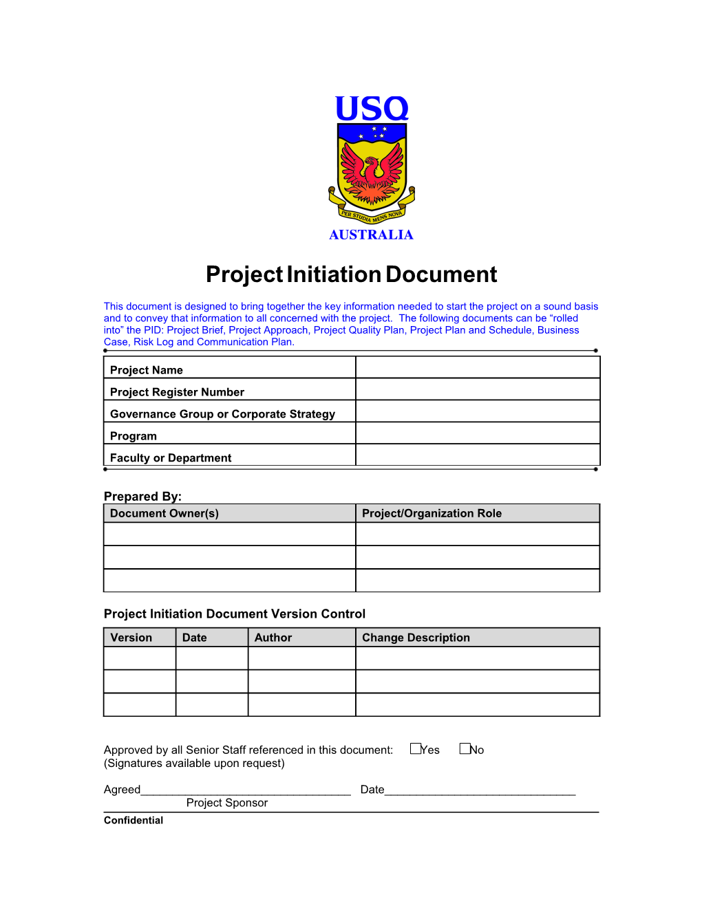 Form - Project Initiation Document