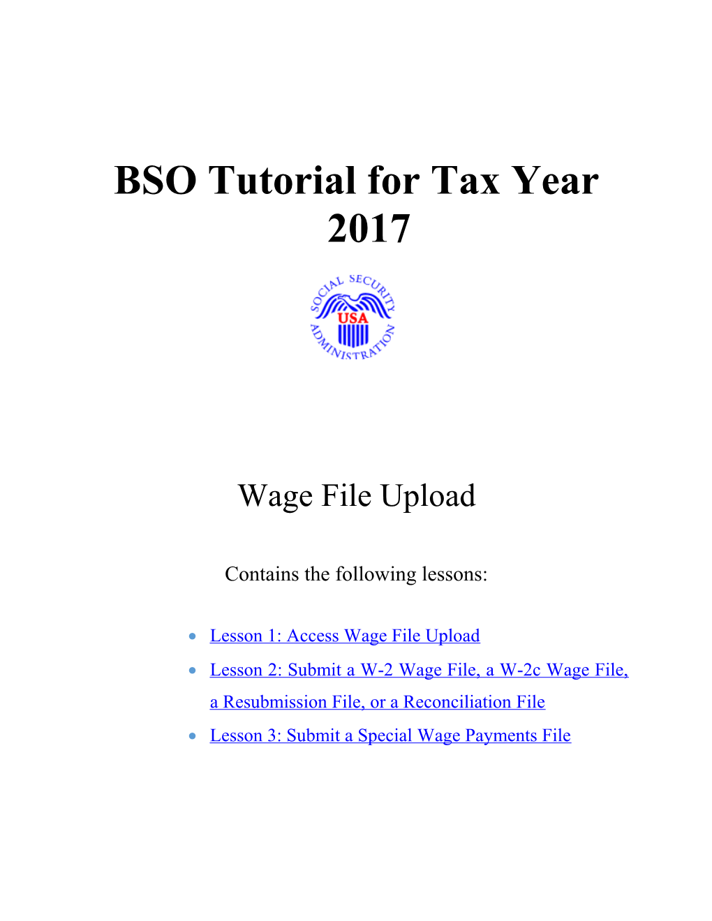 BSO Tutorial for Tax Year 2006 s1