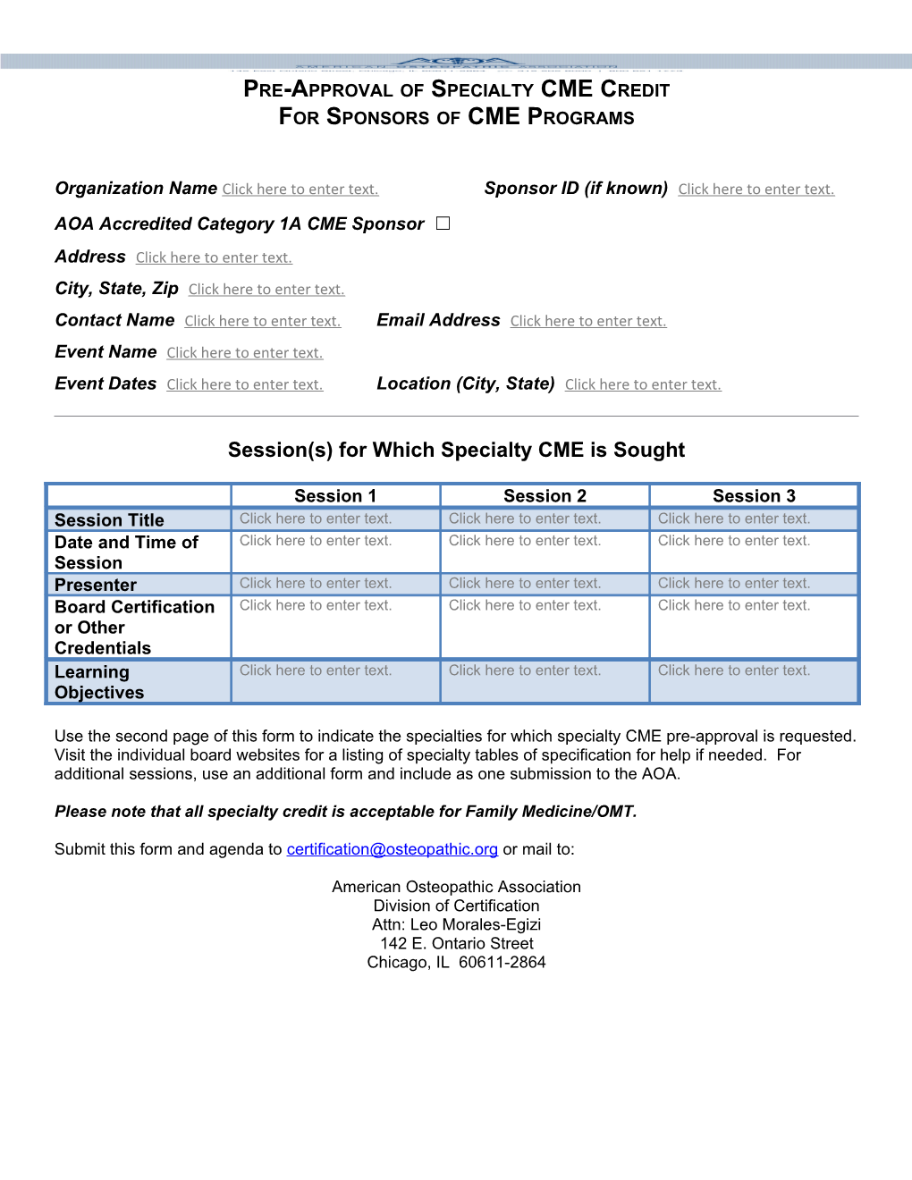 Pre-Approval of Specialty CME Credit