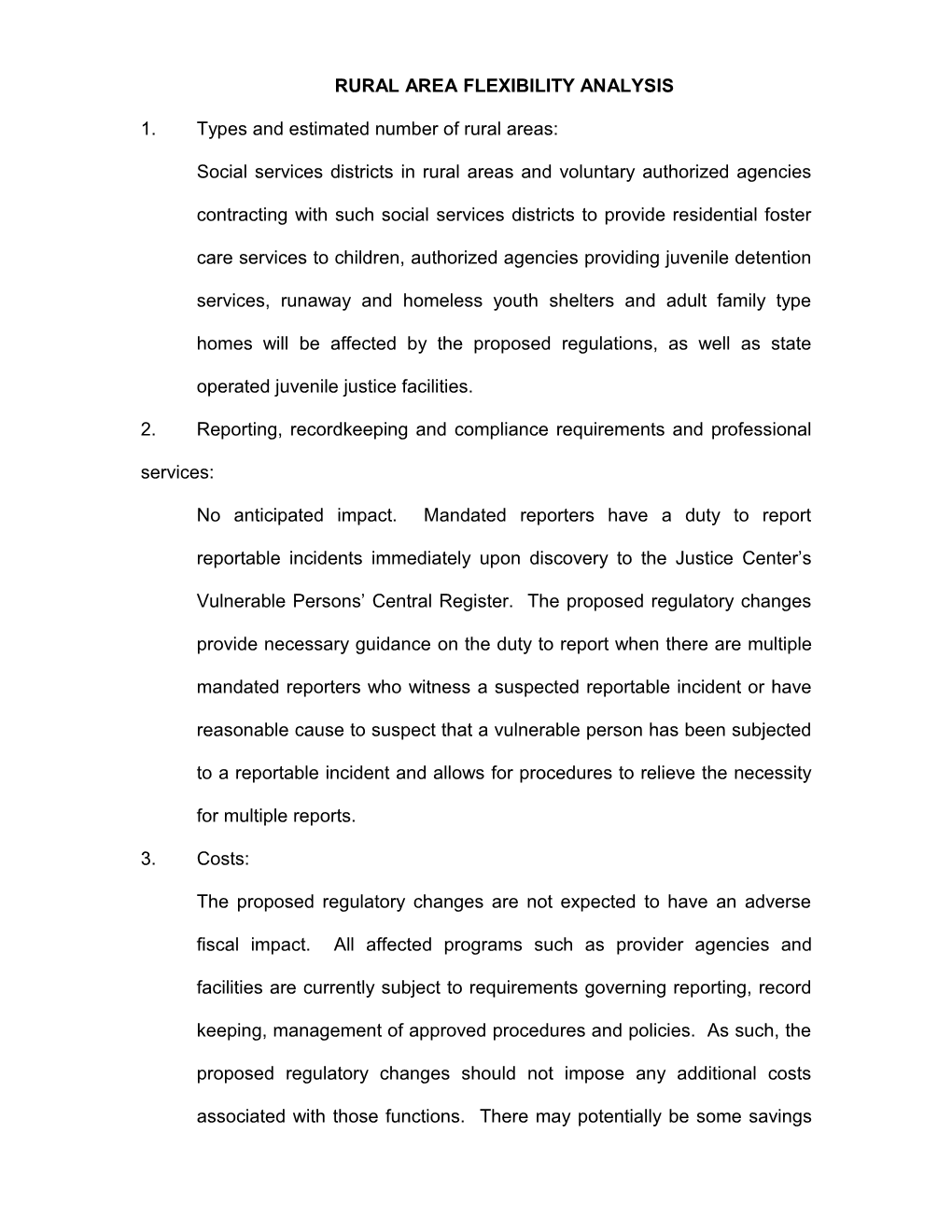 Rural Area Flexibility Analysis