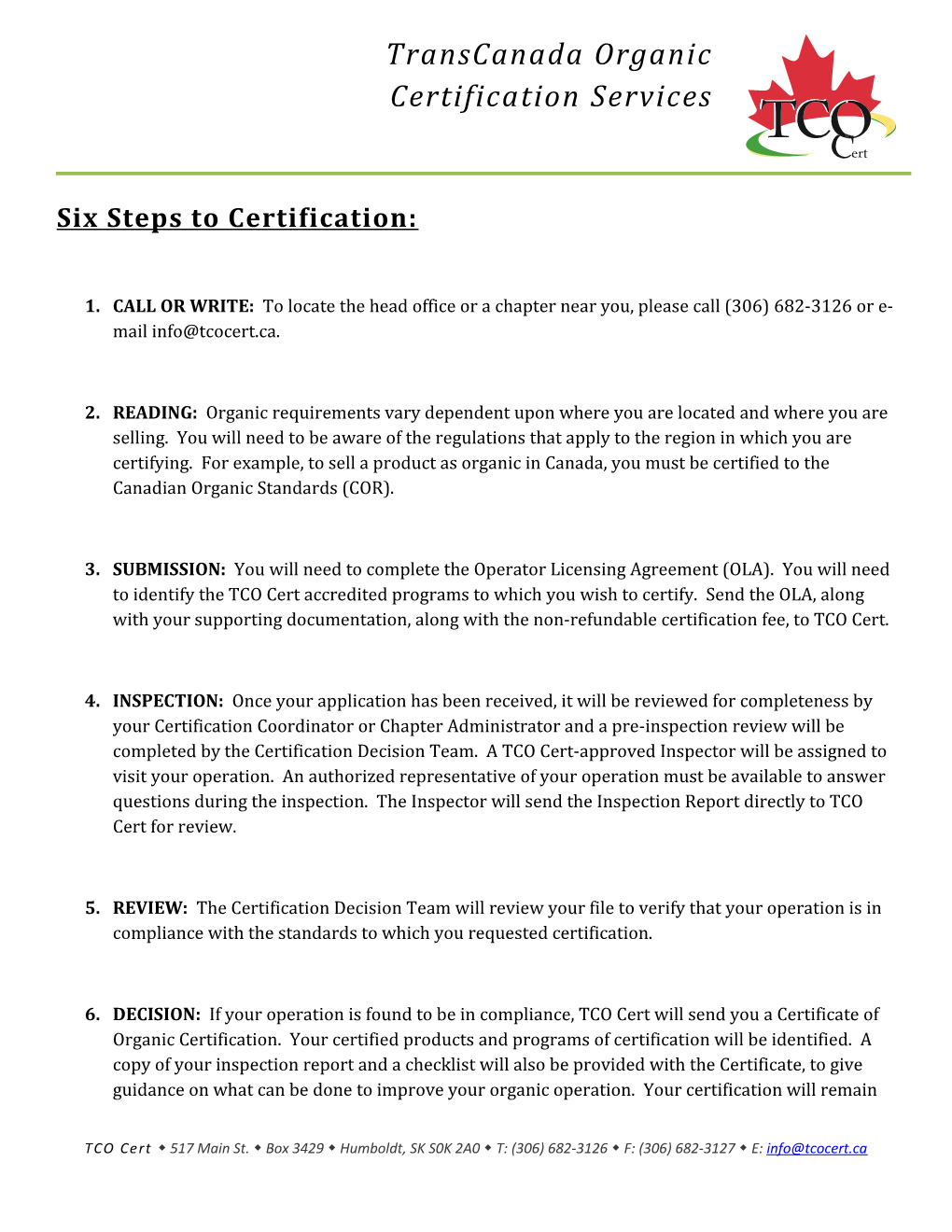 Six Steps to Certification