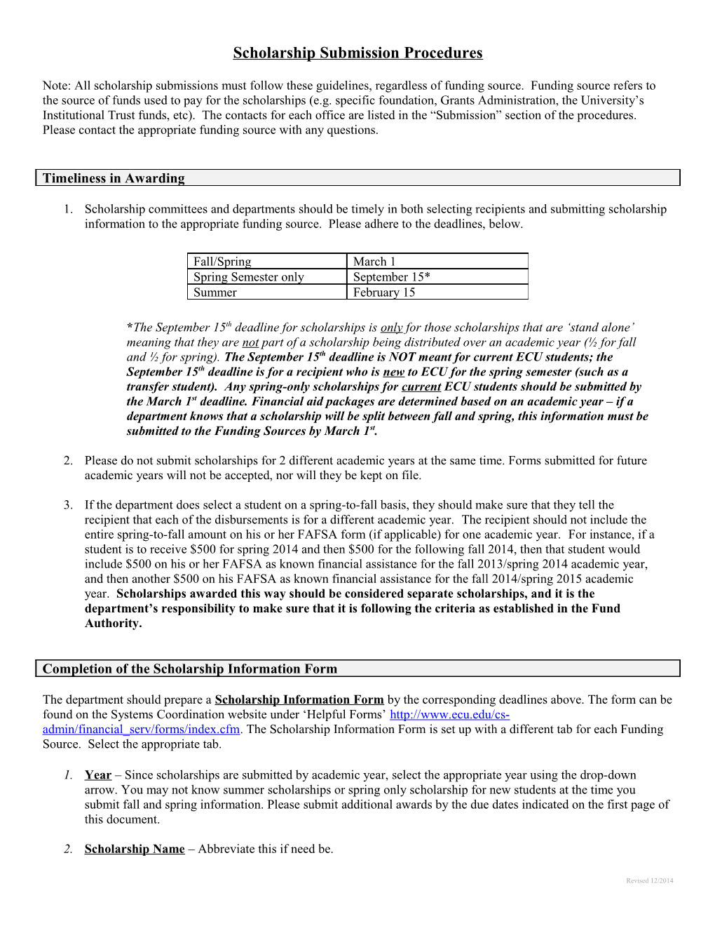 Scholarship Submission Procedures