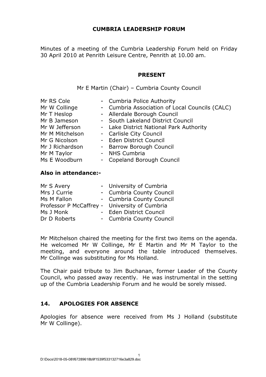 Development Control and Regulation Committee