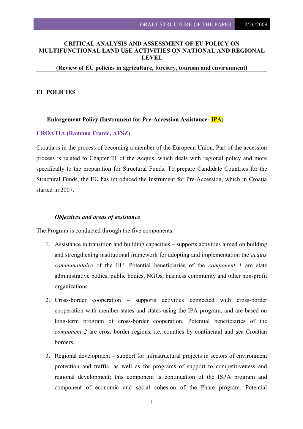 Draft Structure of the Paper