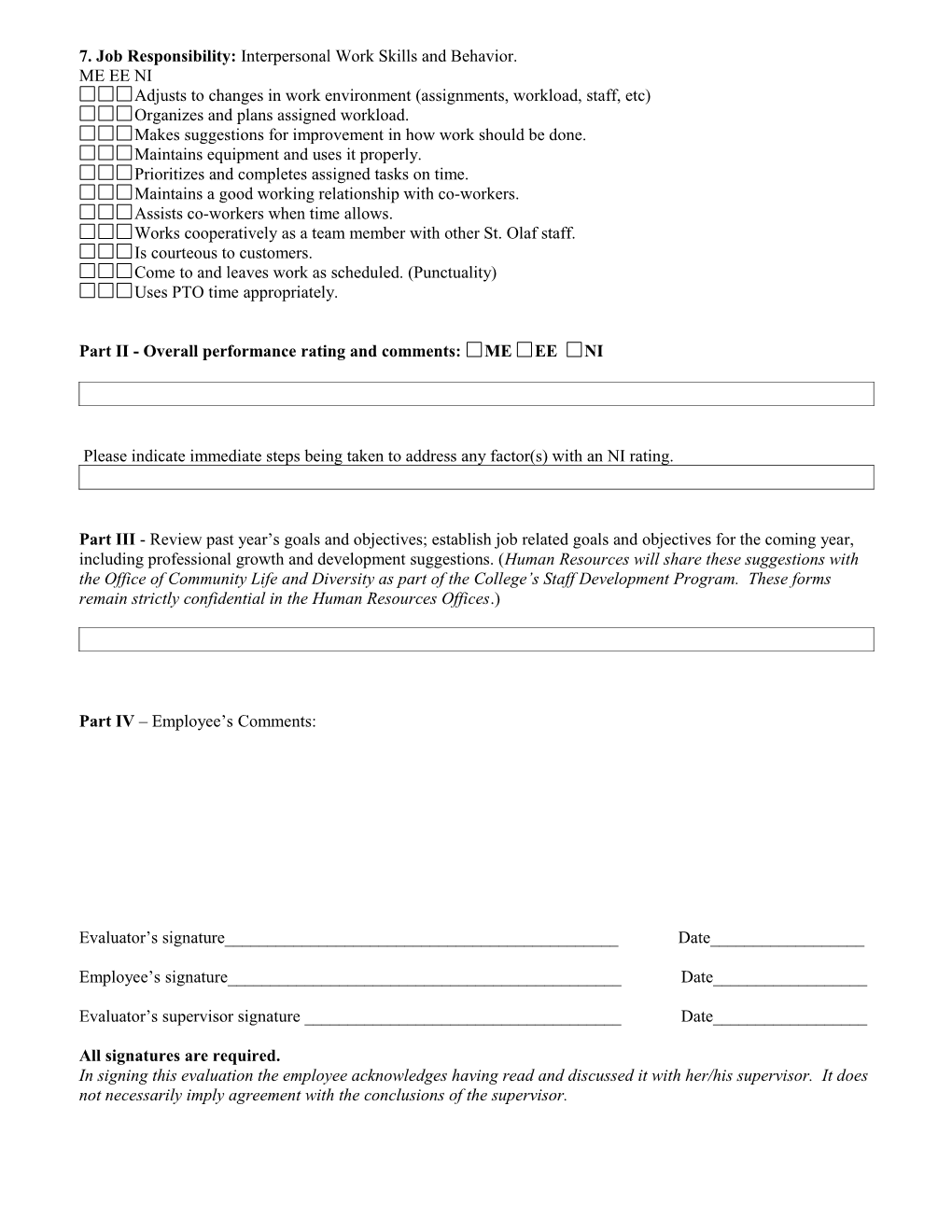 Operating Engineer Yearly Review Fill-In Form