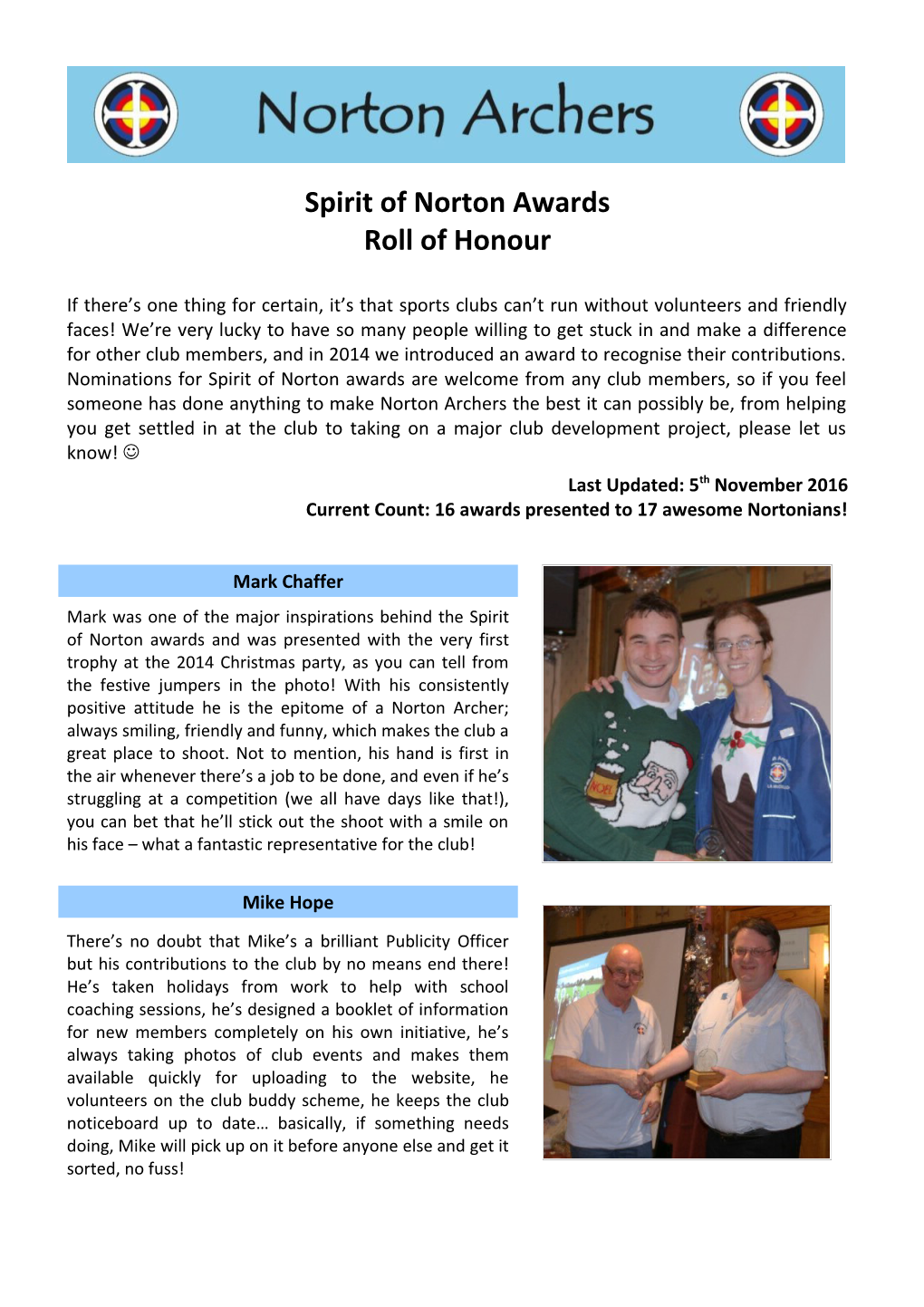 Spirit of Norton Awards