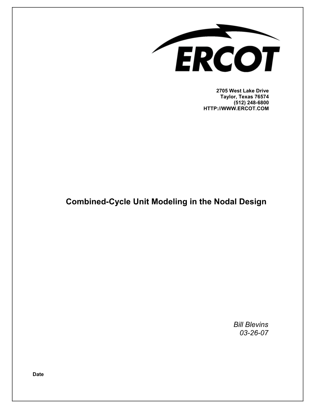 Combined Cycle Modeling