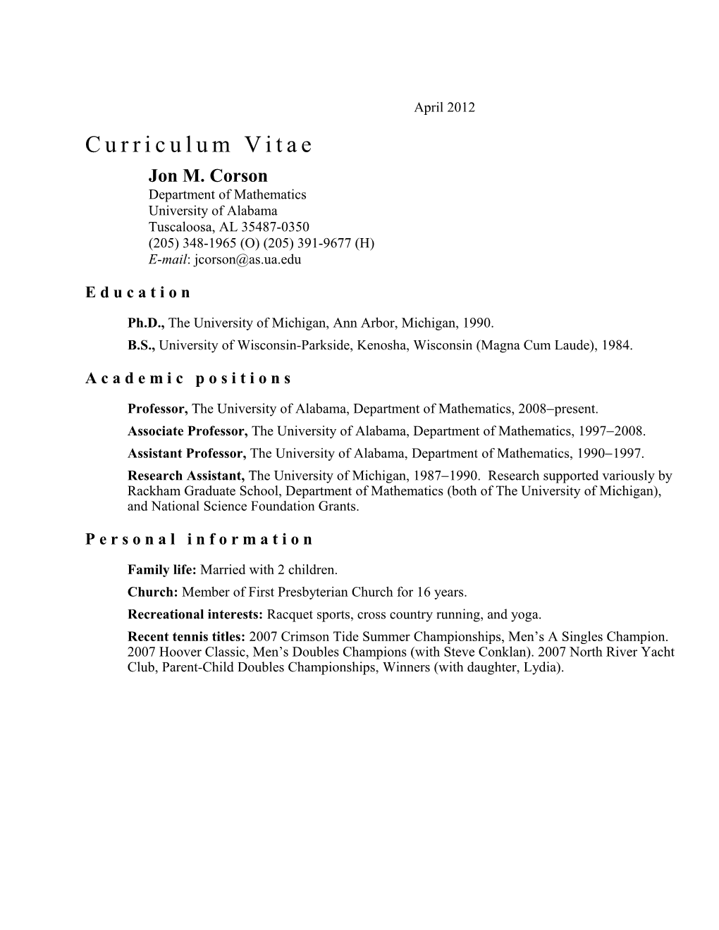 Curriculum Vitae s199
