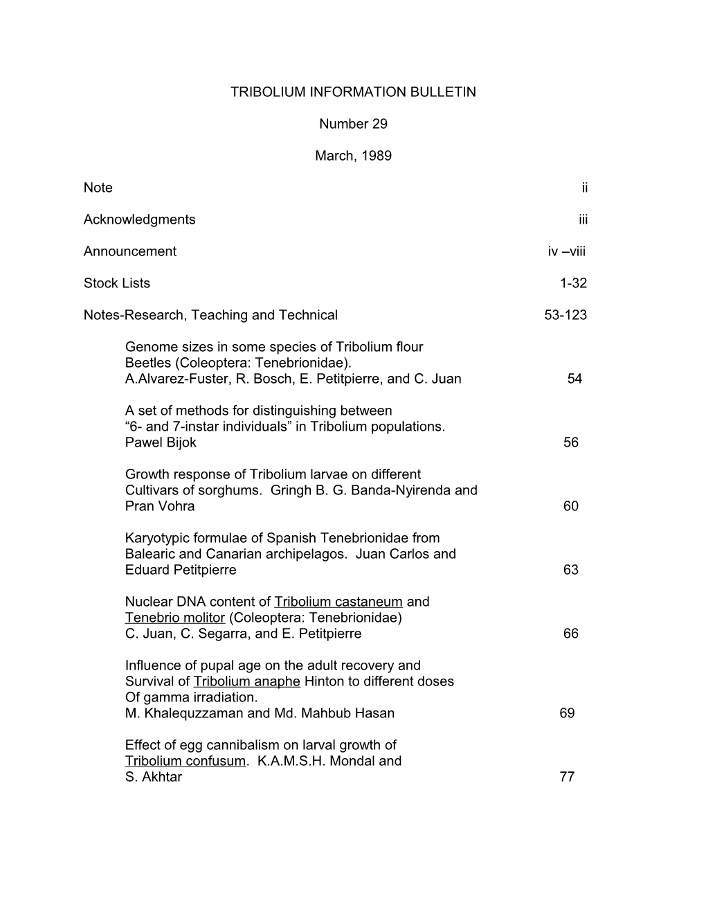 Tribolium Information Bulletin