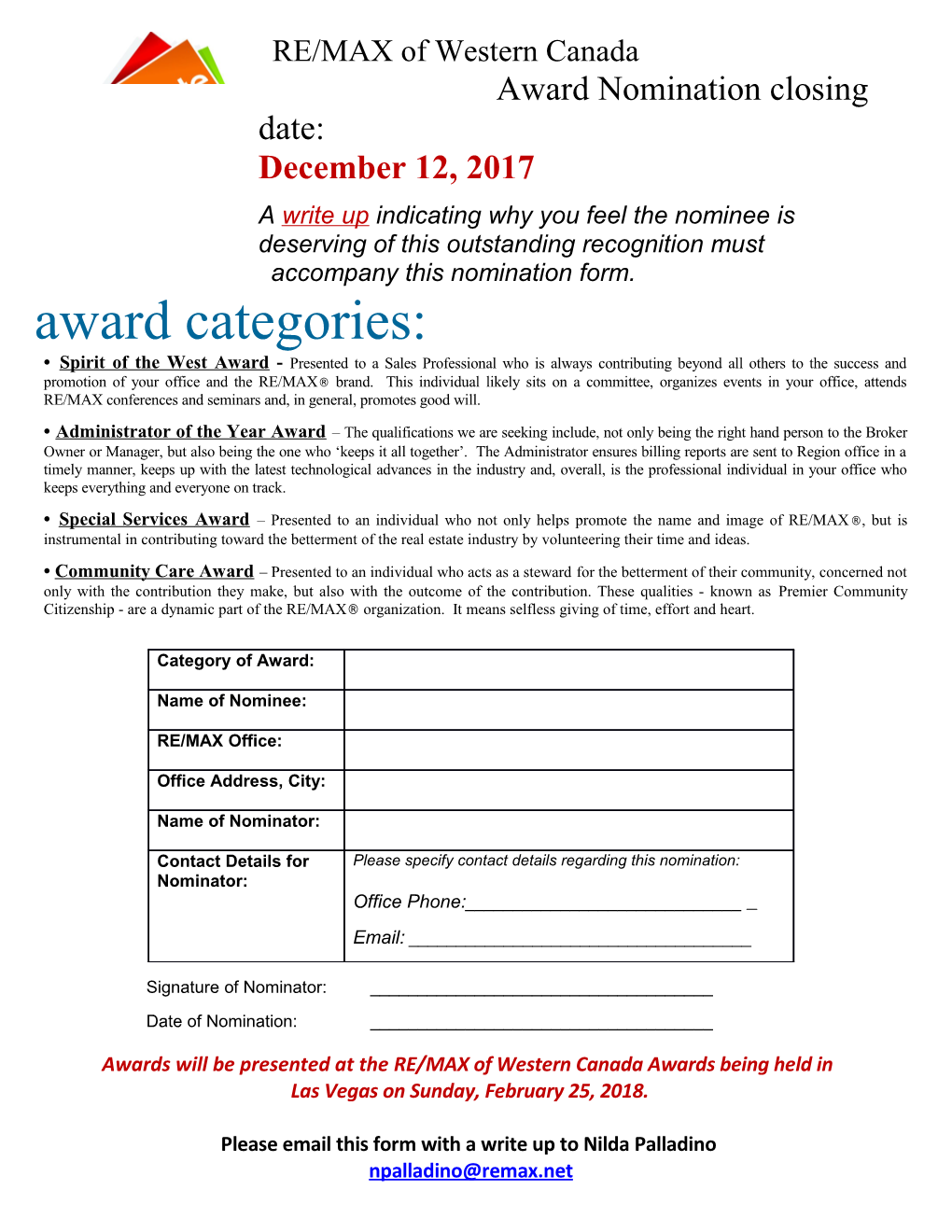 Award Nomination Closing Date
