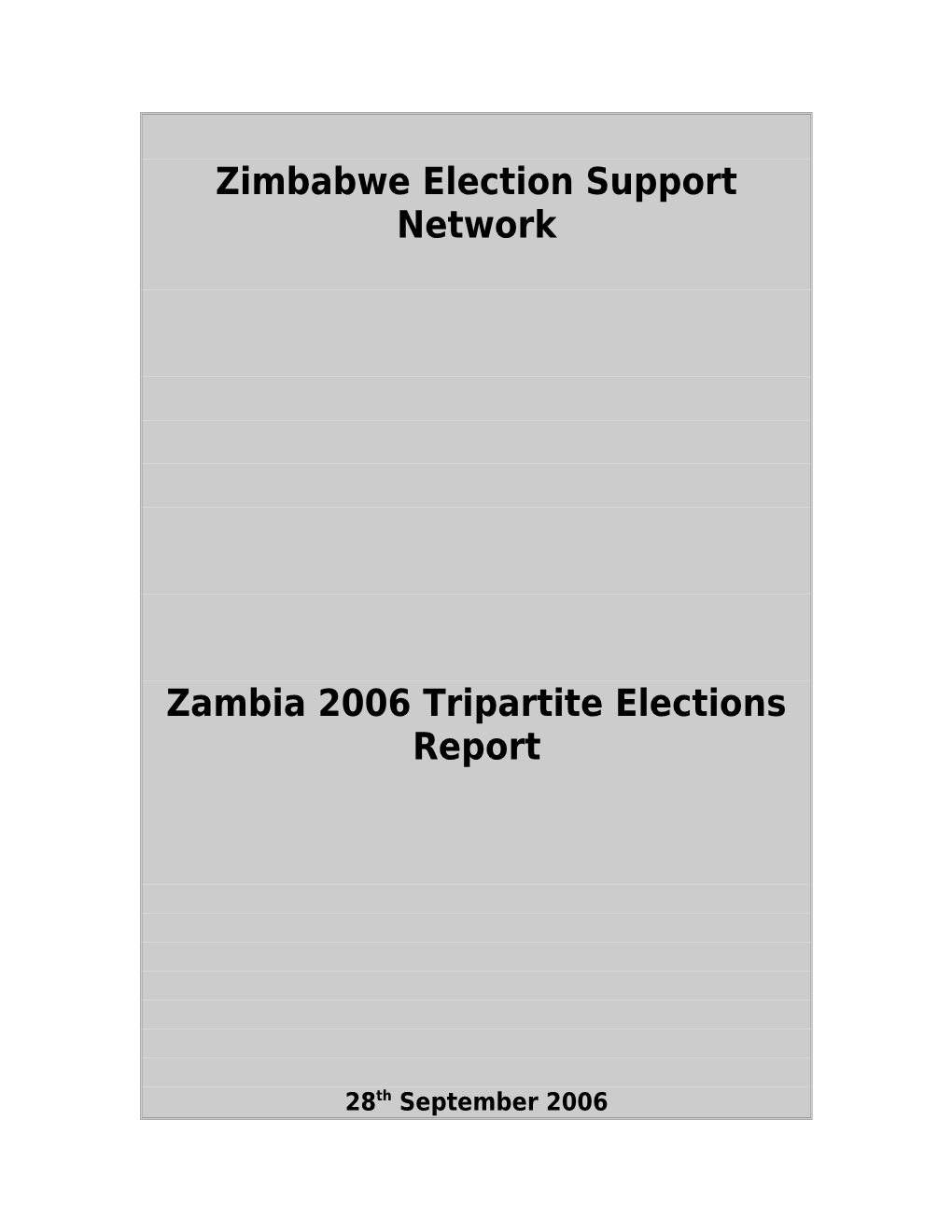 Zambia Tripartite Election Report