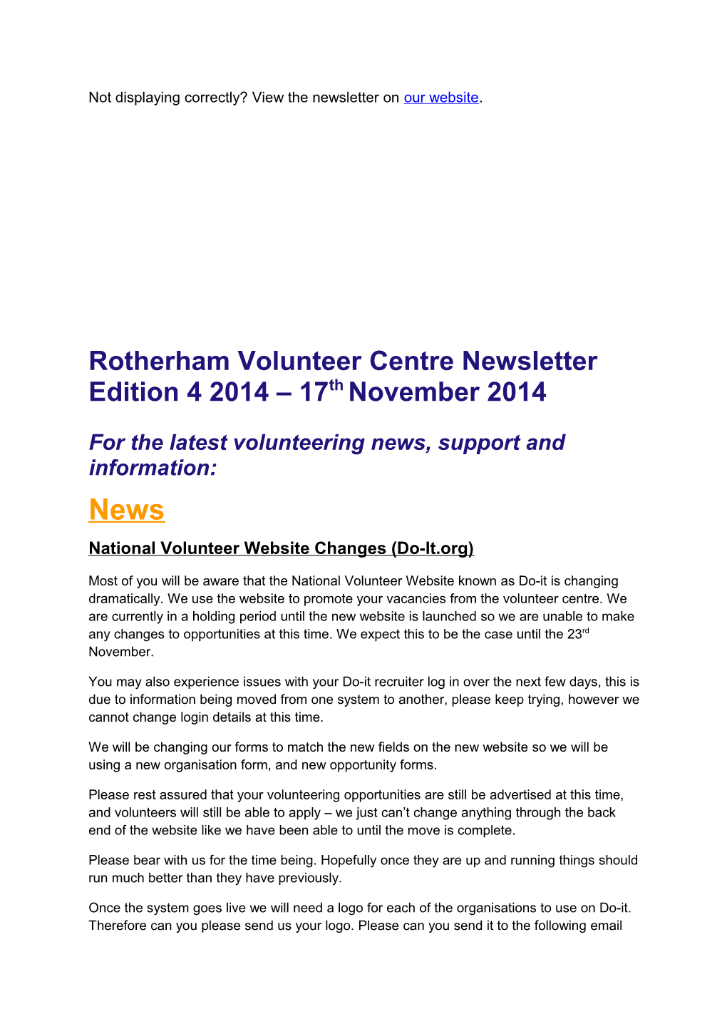 For the Latest Volunteering News, Support and Information