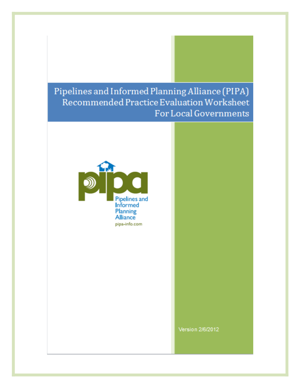 PIPA Evaluation Tool for Local Government