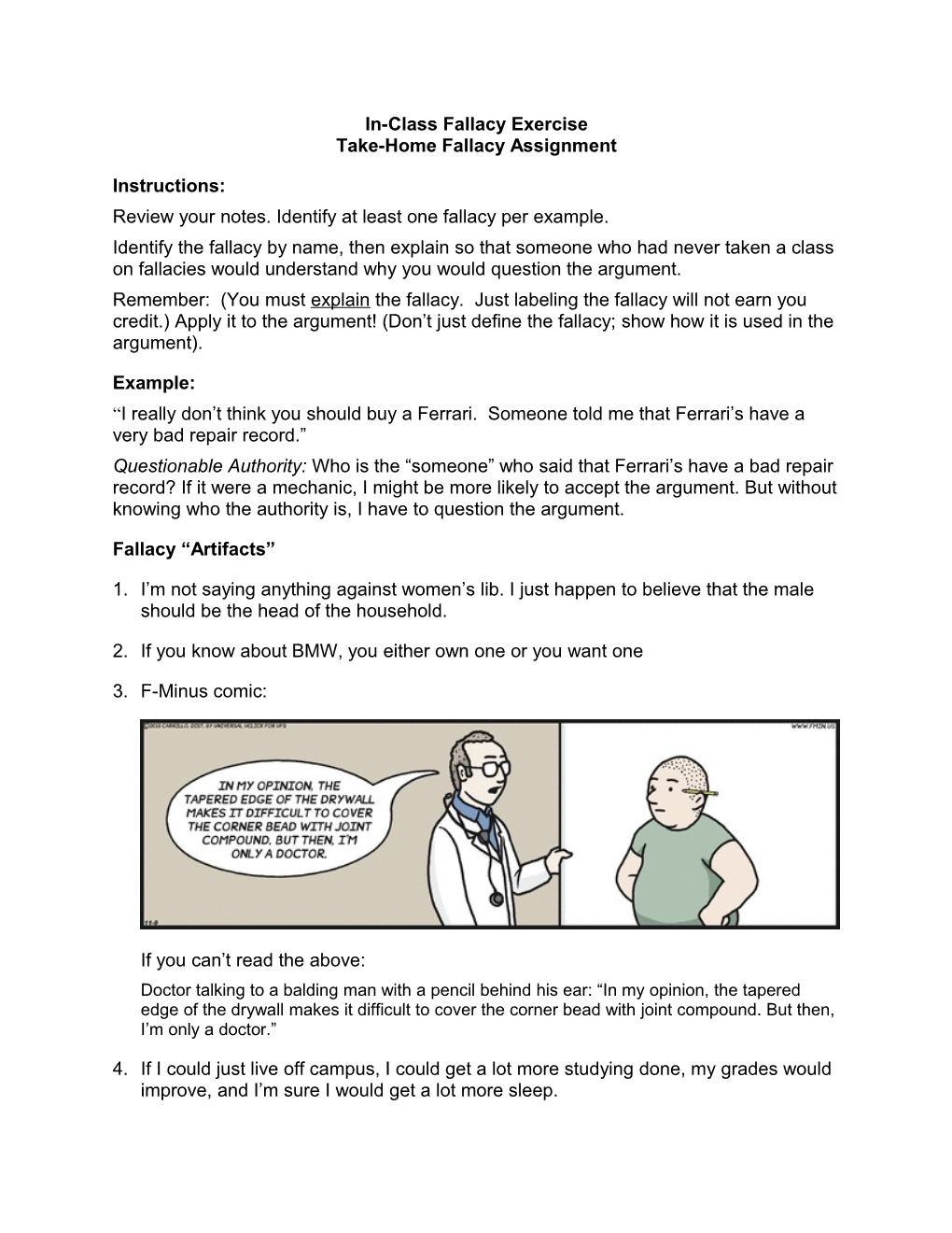 Take-Home Fallacy Assignment