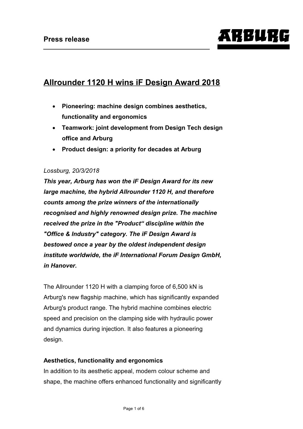 Allrounder 1120 H Wins If Design Award 2018