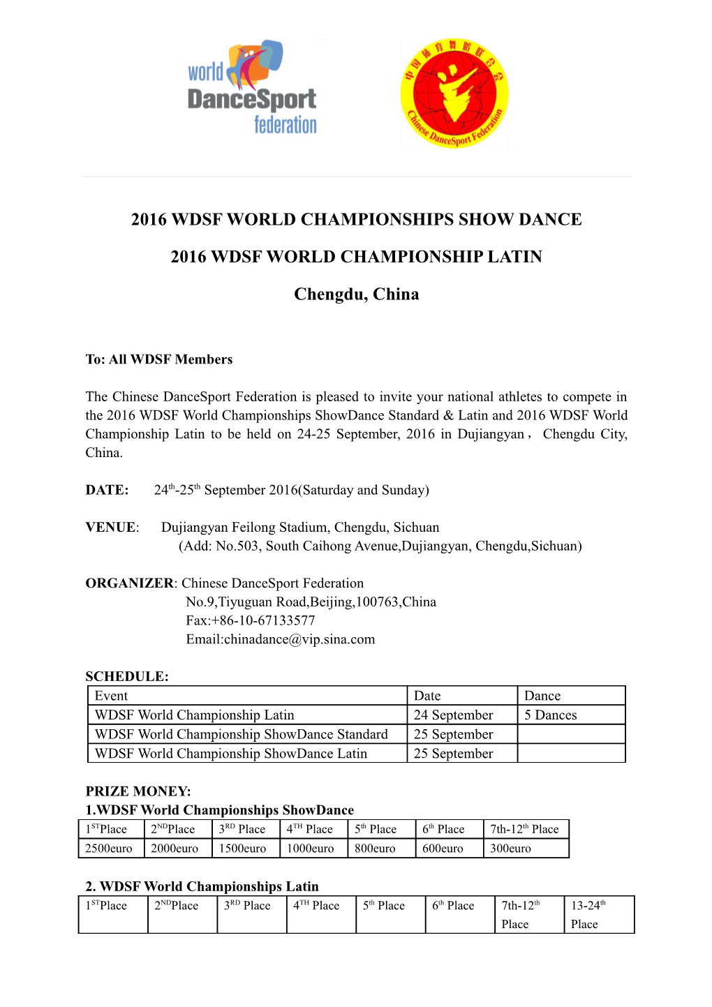2016 Wdsf World Championships Show Dance