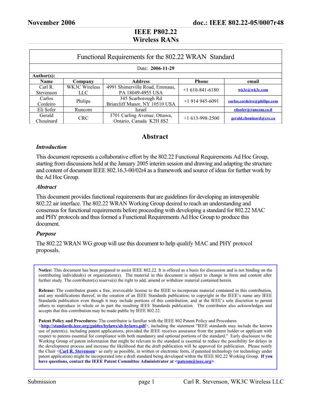 IEEE P802.22 Wireless Rans s17