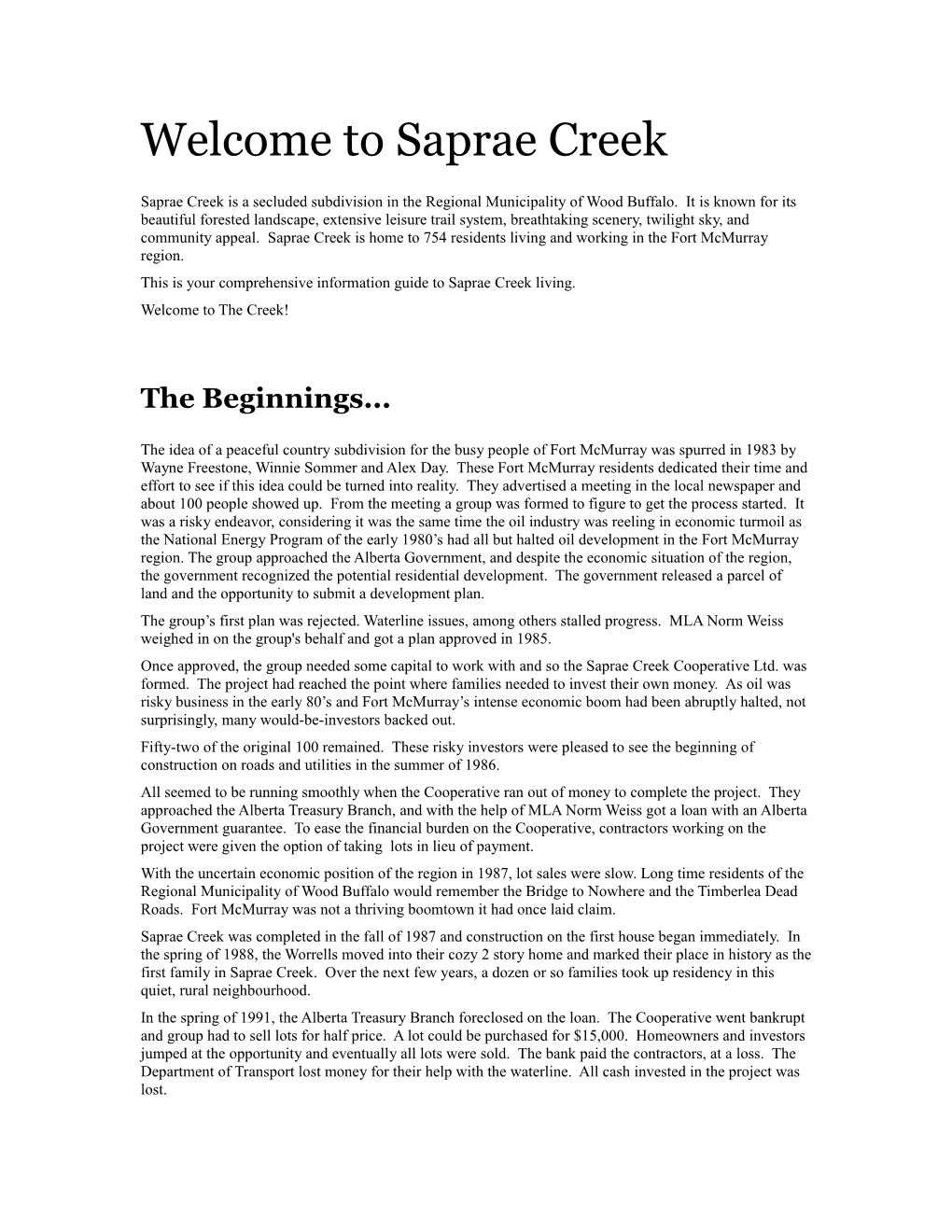 Welcome to Saprae Creek
