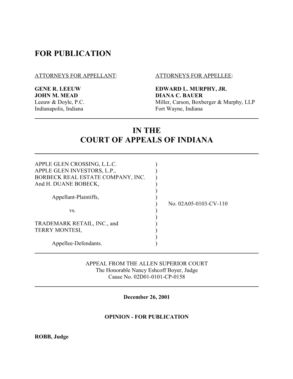 Attorneys for Appellant: Attorneys for Appellee s11